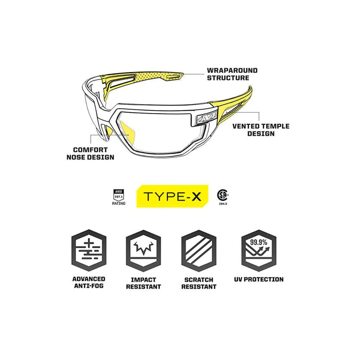Type-X Tactical Glasses with Clear Lens and Black Frame