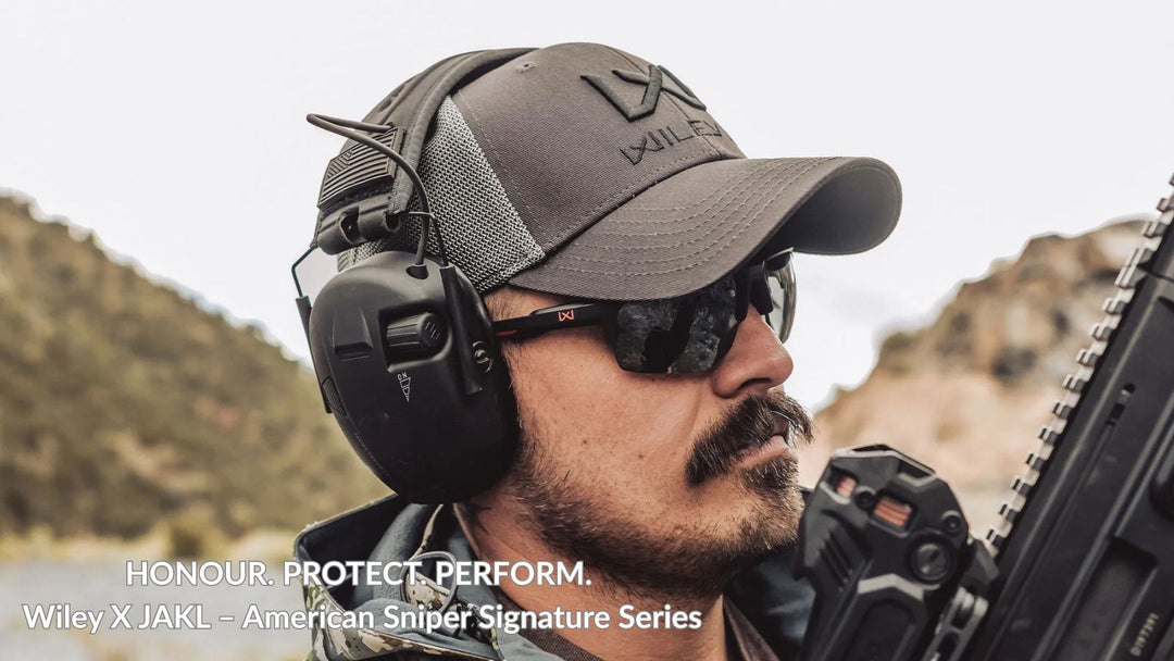 Wiley X JAKL American Sniper Signature Series ballistic sunglasses worn in tactical field environment