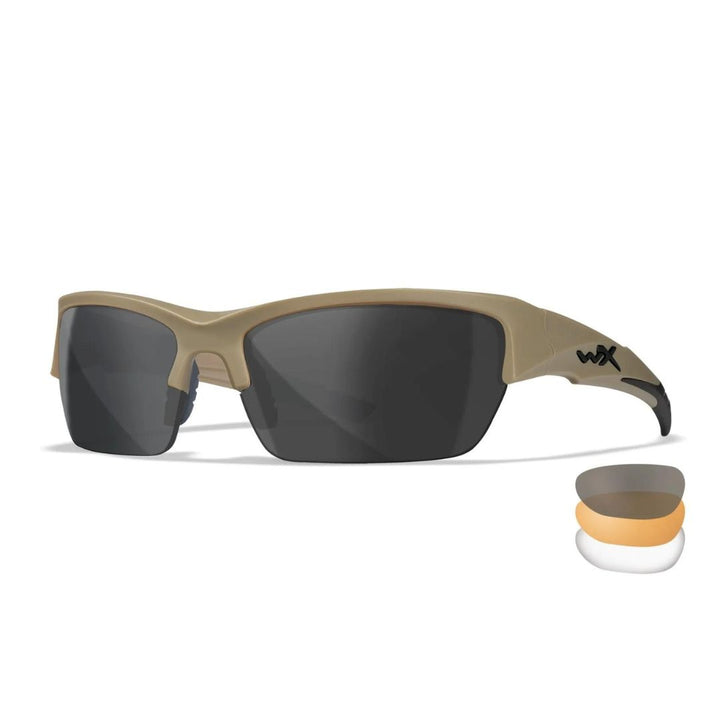 WX Valor 2.5 Grey/Clear/Light Rust 3 Lens Set with Matte Tan frame Protective Eyewear