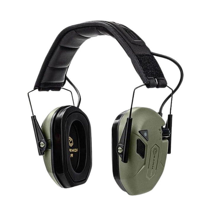 Earmor M300T foliage green tactical hearing protection headset, front view.
