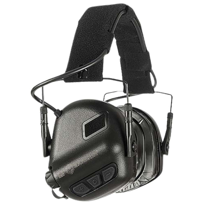 Earmor M31 Plus Black digital noise-cancelling tactical headset side profile with padded headband.