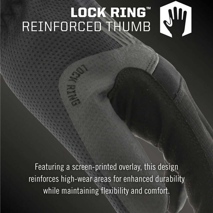 Lock Ring reinforced thumb on Mechanix Wear FastFit Core3 glove for added durability