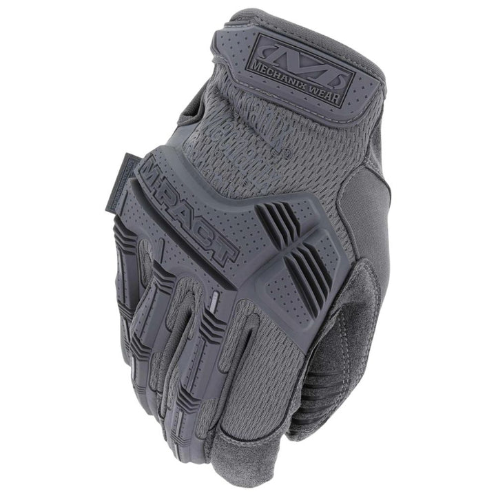 Mechanix M-Pact Wolf Grey tactical gloves, back of hand view
