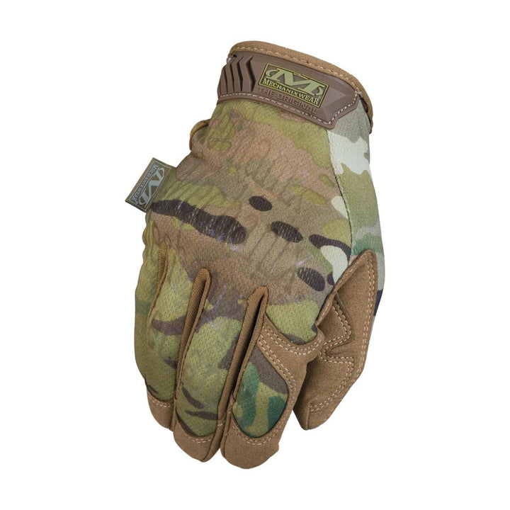 Top view of Mechanix Multicam Glove showcasing camo pattern and stretch fit material
