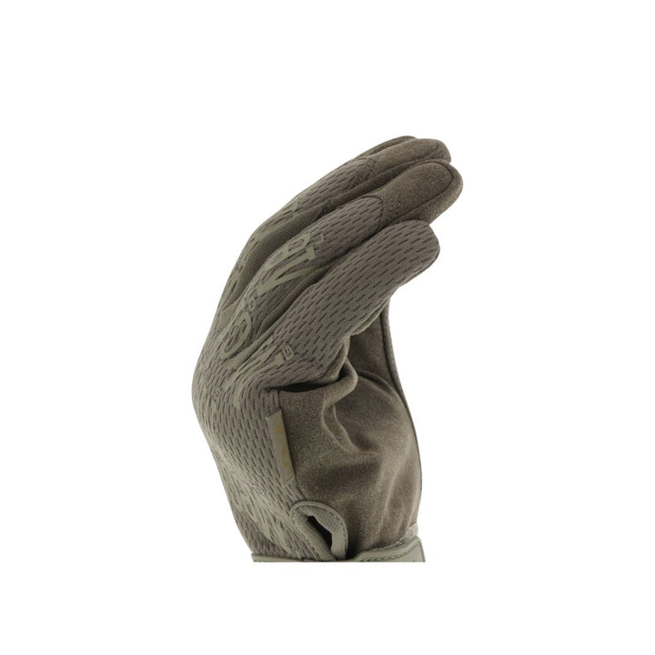 Flexed hand position of Mechanix Original glove showing ergonomic design and form fit