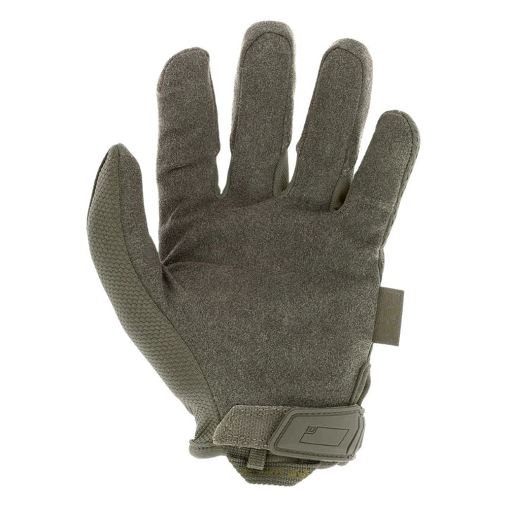 Palm view of Mechanix Original OD Green glove with durable synthetic leather for all-day use
