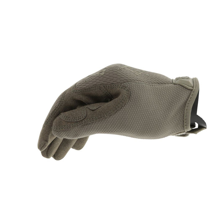 Close-up of Mechanix Original glove with textured thumb and reinforced grip zone