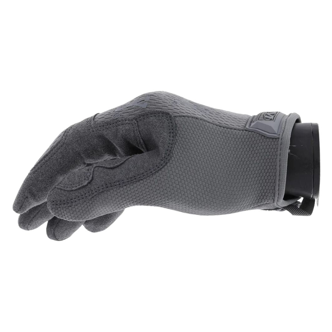 Side profile of Mechanix Wolf Grey Glove showing contoured thumb and tactical fit