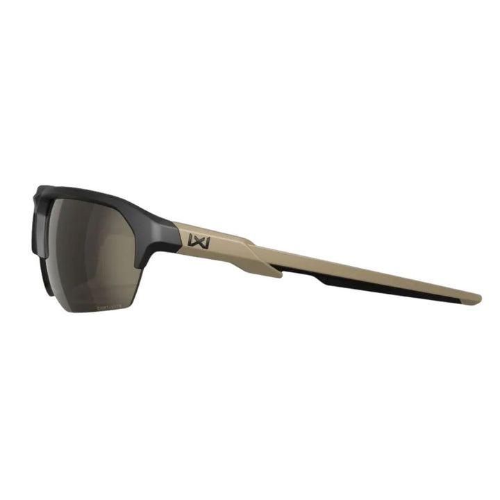 Wiley X JAKL Matte Black frame CAPTIVATE™ Tungsten Mirror lens side profile