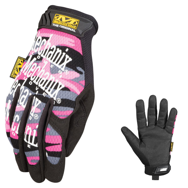 Mechanix Original Women's Pink Camo Work Gloves Back and Palm View